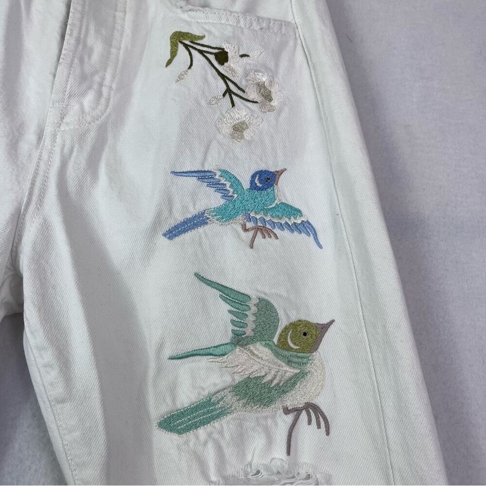 7 For All Mankind Jeans Womens 24 Easy White Straight Ankle floral Embroidery - Picture 4 of 16